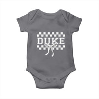 Duke Bold Letters Name Coquette Bow Checkered for Sports Fans Baby Onesie