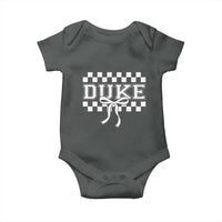 Duke Bold Letters Name Coquette Bow Checkered for Sports Fans Baby Onesie