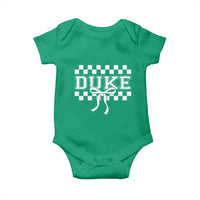 Duke Bold Letters Name Coquette Bow Checkered for Sports Fans Baby Onesie