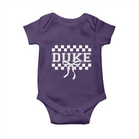 Duke Bold Letters Name Coquette Bow Checkered for Sports Fans Baby Onesie