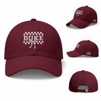 Duke Bold Letters Name Coquette Bow Checkered for Sports Fans Baseball Cap