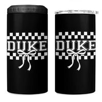 Duke Bold Letters Name Coquette Bow Checkered for Sports Fans 4 in 1 Can Cooler Tumbler