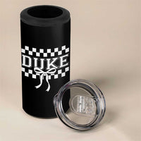 Duke Bold Letters Name Coquette Bow Checkered for Sports Fans 4 in 1 Can Cooler Tumbler