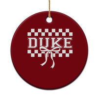 Duke Bold Letters Name Coquette Bow Checkered for Sports Fans Ceramic Ornament