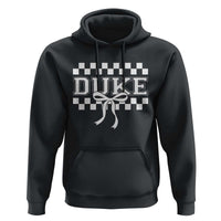 Duke Bold Letters Name Coquette Bow Checkered for Sports Fans Hoodie