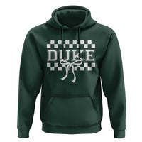 Duke Bold Letters Name Coquette Bow Checkered for Sports Fans Hoodie