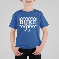 Duke Bold Letters Name Coquette Bow Checkered for Sports Fans T Shirt For Kid