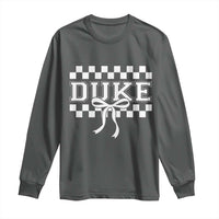 Duke Bold Letters Name Coquette Bow Checkered for Sports Fans Long Sleeve Shirt