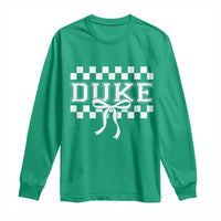 Duke Bold Letters Name Coquette Bow Checkered for Sports Fans Long Sleeve Shirt