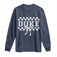 Duke Bold Letters Name Coquette Bow Checkered for Sports Fans Long Sleeve Shirt