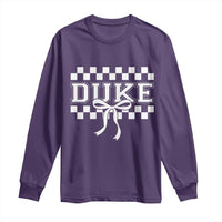 Duke Bold Letters Name Coquette Bow Checkered for Sports Fans Long Sleeve Shirt
