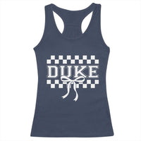 Duke Bold Letters Name Coquette Bow Checkered for Sports Fans Racerback Tank Top
