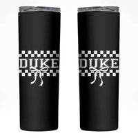 Duke Bold Letters Name Coquette Bow Checkered for Sports Fans Skinny Tumbler