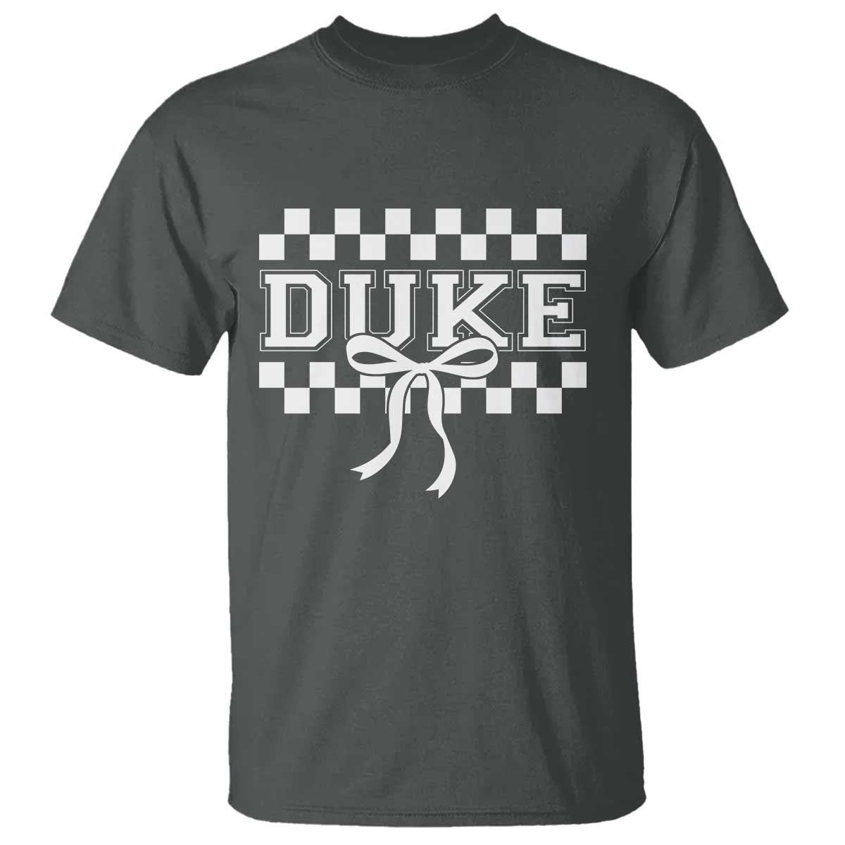Duke Bold Letters Name Coquette Bow Checkered for Sports Fans T Shirt