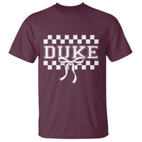 Duke Bold Letters Name Coquette Bow Checkered for Sports Fans T Shirt
