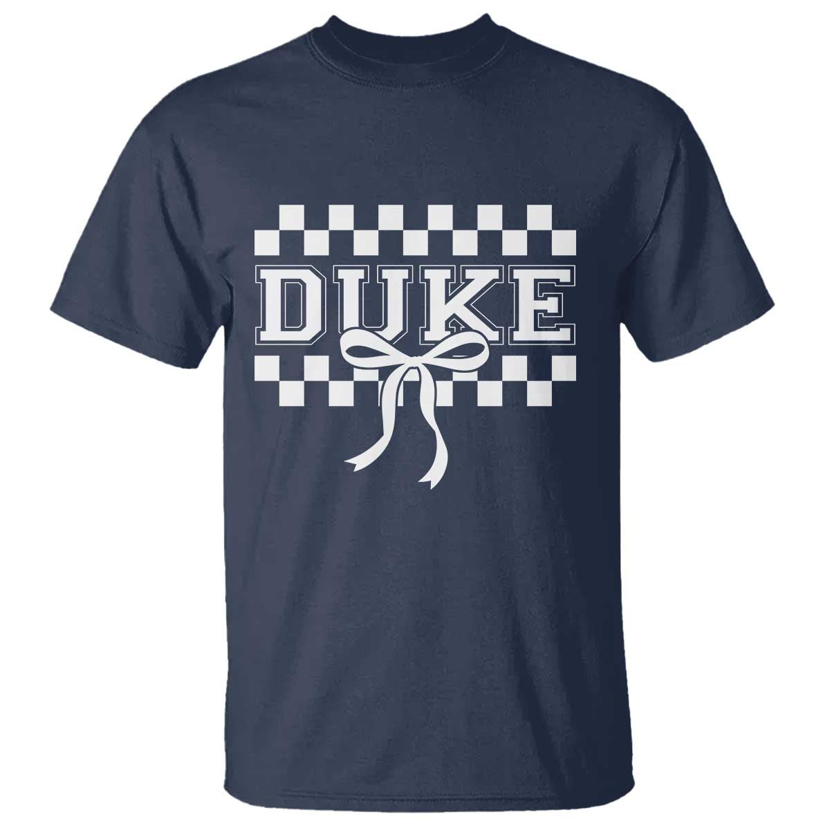 Duke Bold Letters Name Coquette Bow Checkered for Sports Fans T Shirt