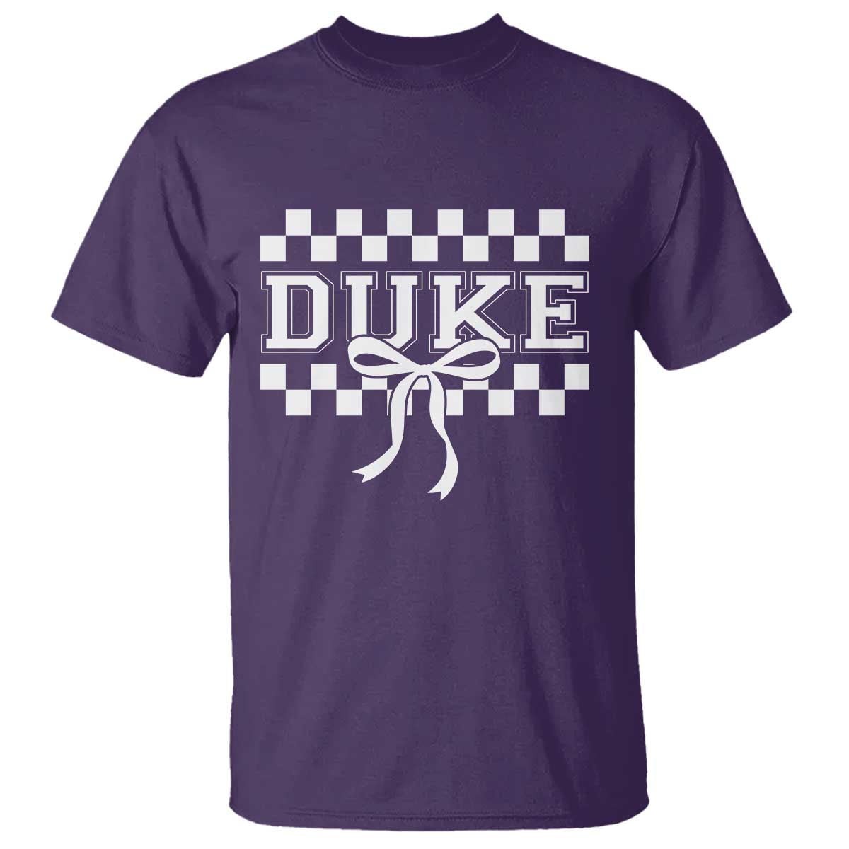 Duke Bold Letters Name Coquette Bow Checkered for Sports Fans T Shirt