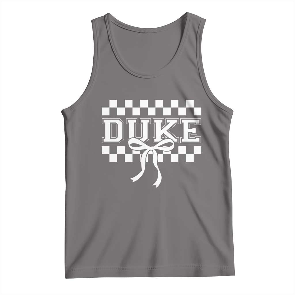 Duke Bold Letters Name Coquette Bow Checkered for Sports Fans Tank Top