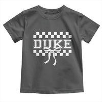 Duke Bold Letters Name Coquette Bow Checkered for Sports Fans Toddler T Shirt
