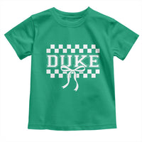 Duke Bold Letters Name Coquette Bow Checkered for Sports Fans Toddler T Shirt