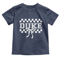 Duke Bold Letters Name Coquette Bow Checkered for Sports Fans Toddler T Shirt