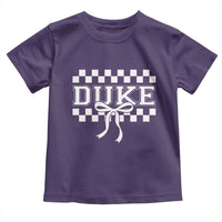 Duke Bold Letters Name Coquette Bow Checkered for Sports Fans Toddler T Shirt