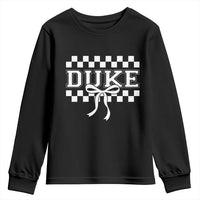 Duke Bold Letters Name Coquette Bow Checkered for Sports Fans Youth Sweatshirt
