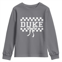 Duke Bold Letters Name Coquette Bow Checkered for Sports Fans Youth Sweatshirt