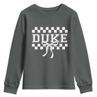Duke Bold Letters Name Coquette Bow Checkered for Sports Fans Youth Sweatshirt