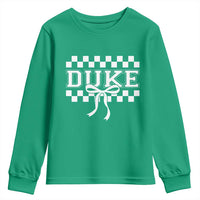 Duke Bold Letters Name Coquette Bow Checkered for Sports Fans Youth Sweatshirt