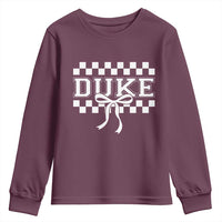 Duke Bold Letters Name Coquette Bow Checkered for Sports Fans Youth Sweatshirt