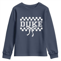 Duke Bold Letters Name Coquette Bow Checkered for Sports Fans Youth Sweatshirt
