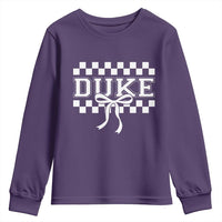Duke Bold Letters Name Coquette Bow Checkered for Sports Fans Youth Sweatshirt