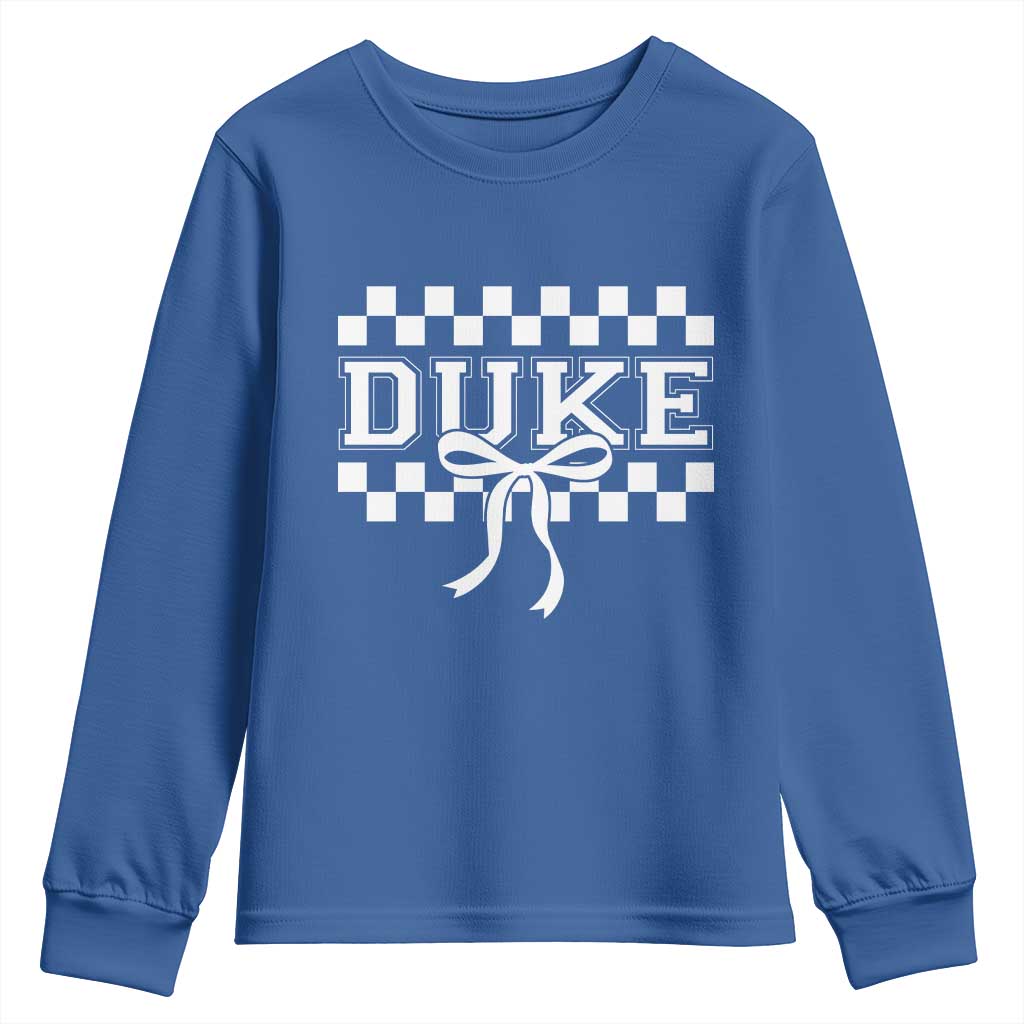 Duke Bold Letters Name Coquette Bow Checkered for Sports Fans Youth Sweatshirt