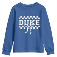 Duke Bold Letters Name Coquette Bow Checkered for Sports Fans Youth Sweatshirt