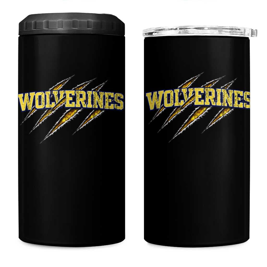 Wolverine Lover Sports Game Day Scratch Mark 4 in 1 Can Cooler Tumbler
