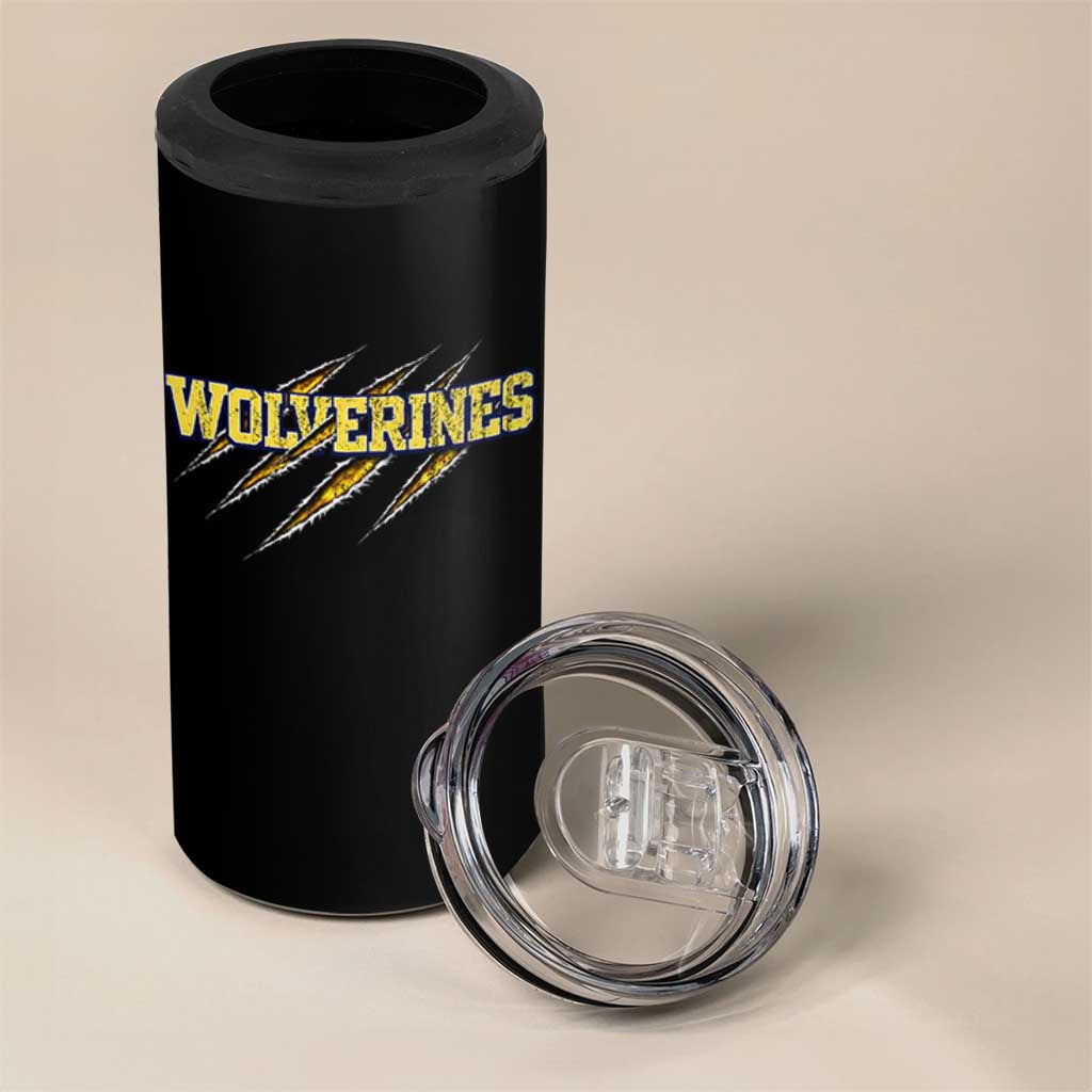 Wolverine Lover Sports Game Day Scratch Mark 4 in 1 Can Cooler Tumbler