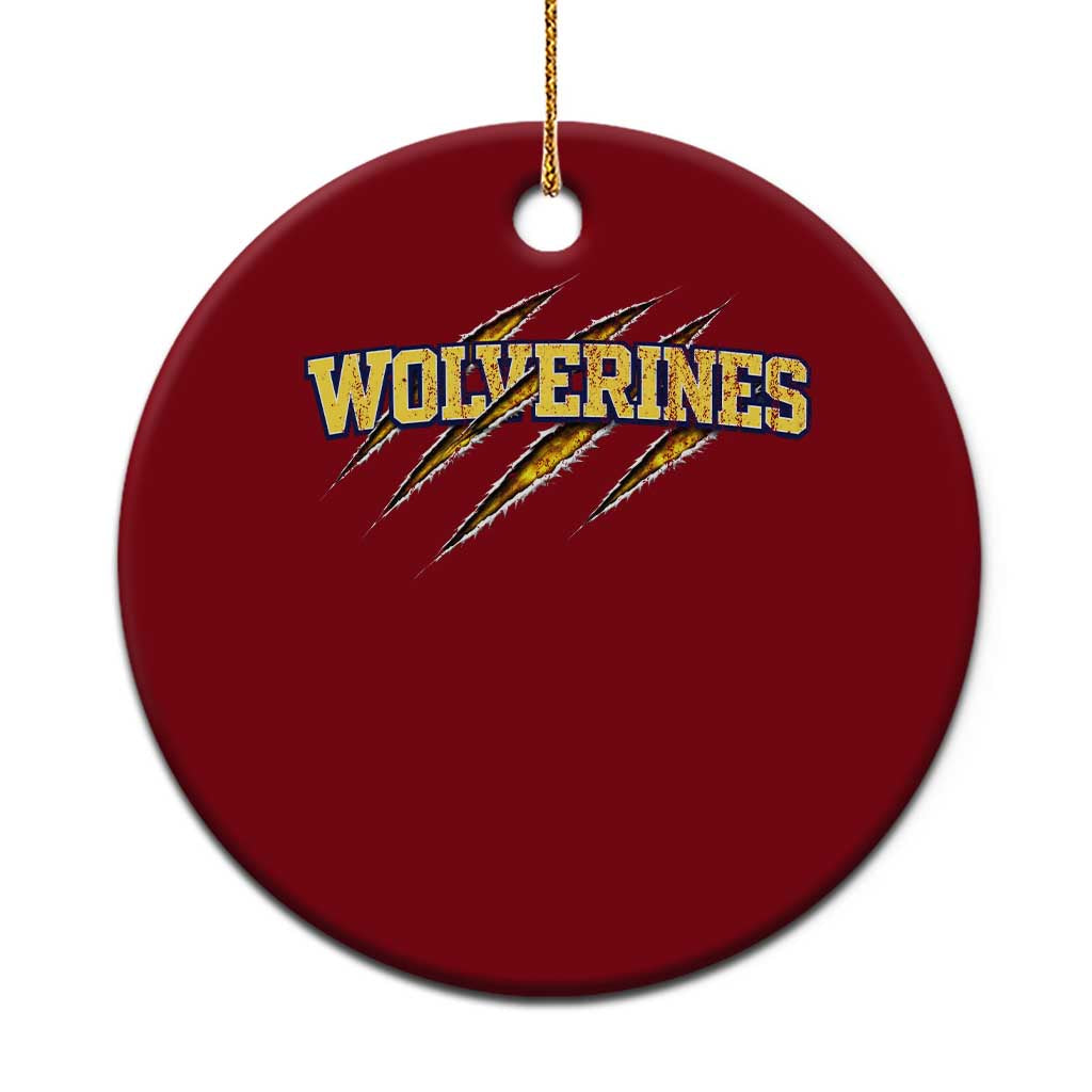 Wolverine Lover Sports Game Day Scratch Mark Ceramic Ornament
