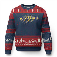 Wolverine Lover Sports Game Day Scratch Mark Ugly Christmas Sweater