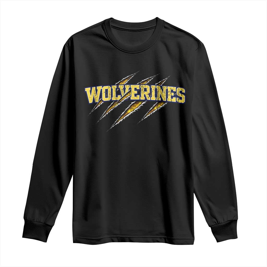 Wolverine Lover Sports Game Day Scratch Mark Long Sleeve Shirt