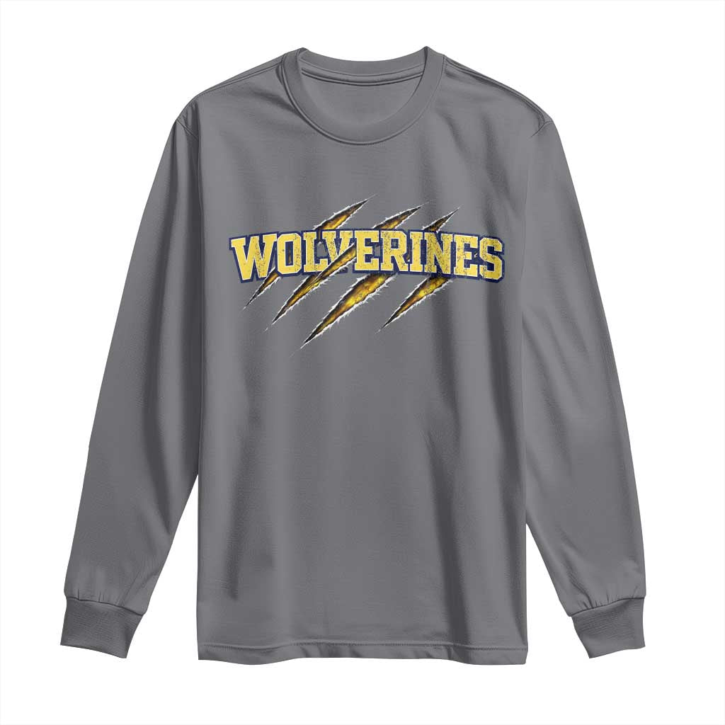 Wolverine Lover Sports Game Day Scratch Mark Long Sleeve Shirt