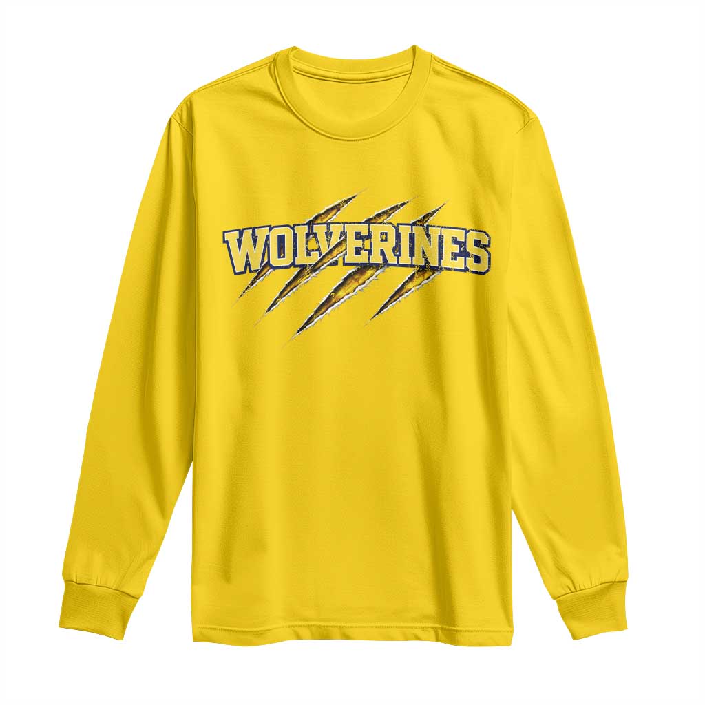 Wolverine Lover Sports Game Day Scratch Mark Long Sleeve Shirt