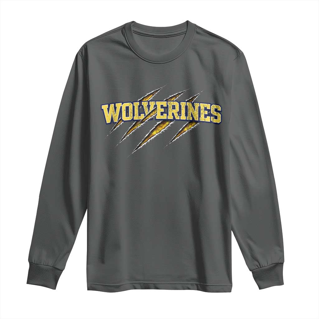 Wolverine Lover Sports Game Day Scratch Mark Long Sleeve Shirt