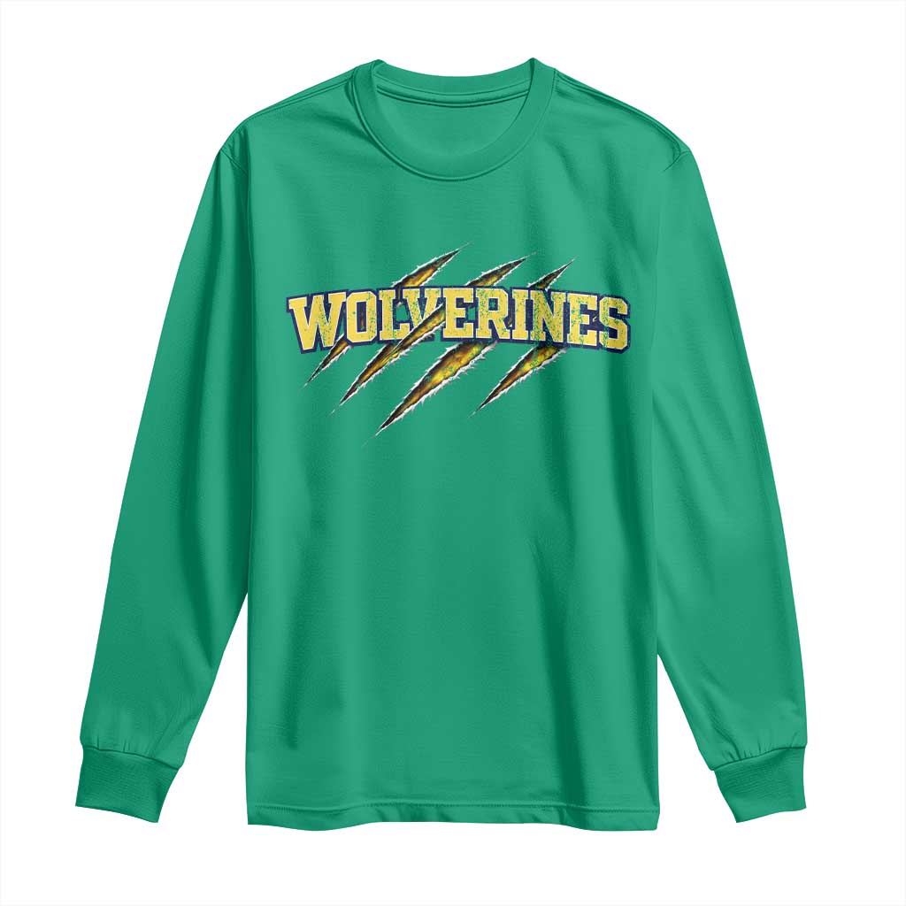 Wolverine Lover Sports Game Day Scratch Mark Long Sleeve Shirt