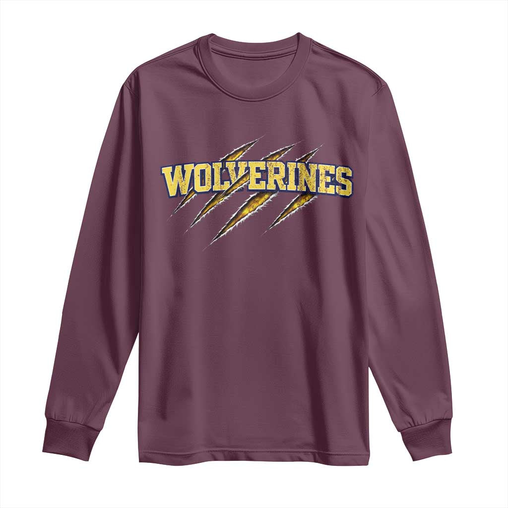 Wolverine Lover Sports Game Day Scratch Mark Long Sleeve Shirt