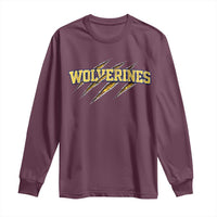 Wolverine Lover Sports Game Day Scratch Mark Long Sleeve Shirt