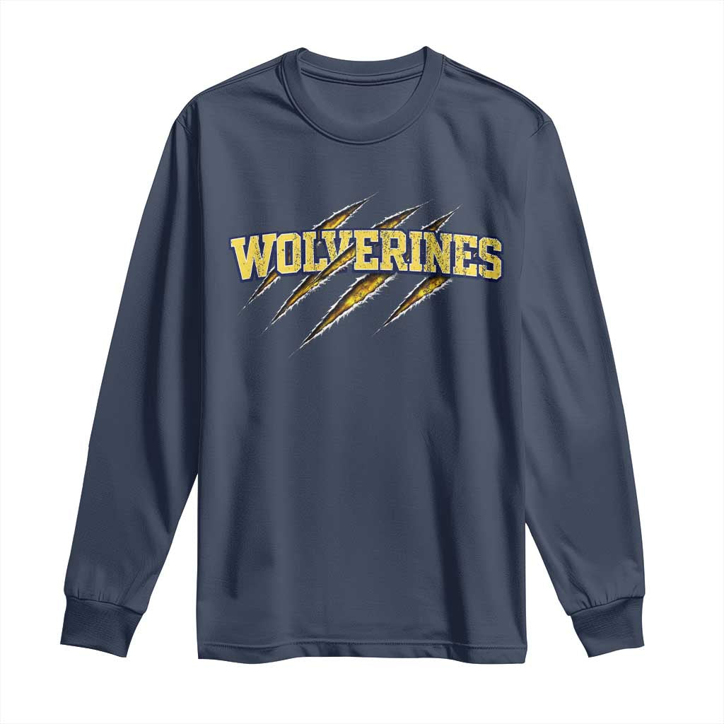 Wolverine Lover Sports Game Day Scratch Mark Long Sleeve Shirt