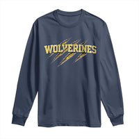 Wolverine Lover Sports Game Day Scratch Mark Long Sleeve Shirt