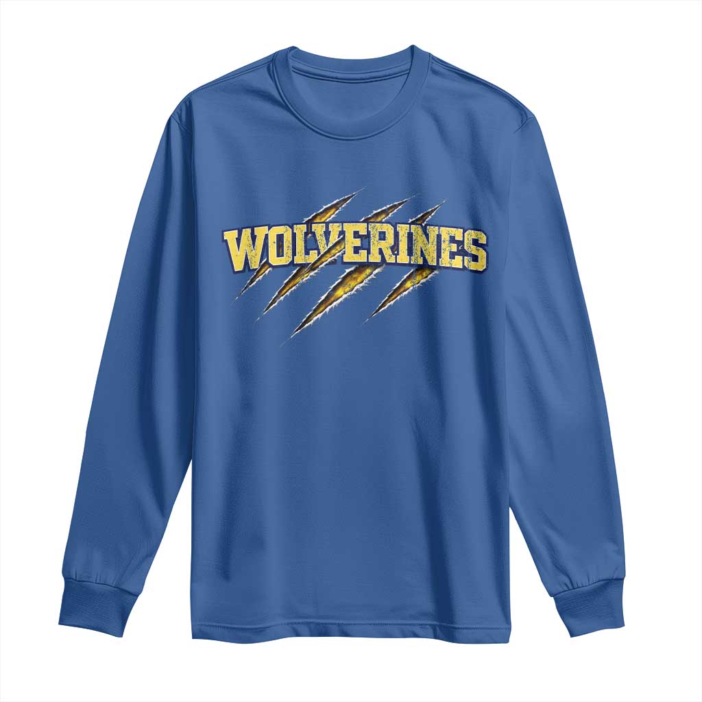 Wolverine Lover Sports Game Day Scratch Mark Long Sleeve Shirt