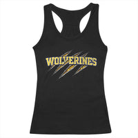 Wolverine Lover Sports Game Day Scratch Mark Racerback Tank Top